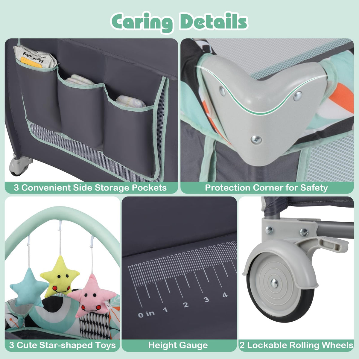 4 in 1 Pack and Play Portable Baby Playard with Bassinet X8195