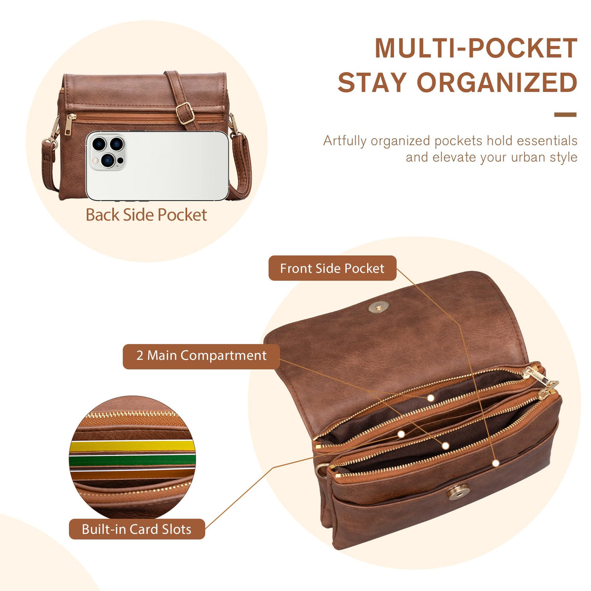 Small Crossbody Bags Vegan Leather Cell Phone Purse R15554