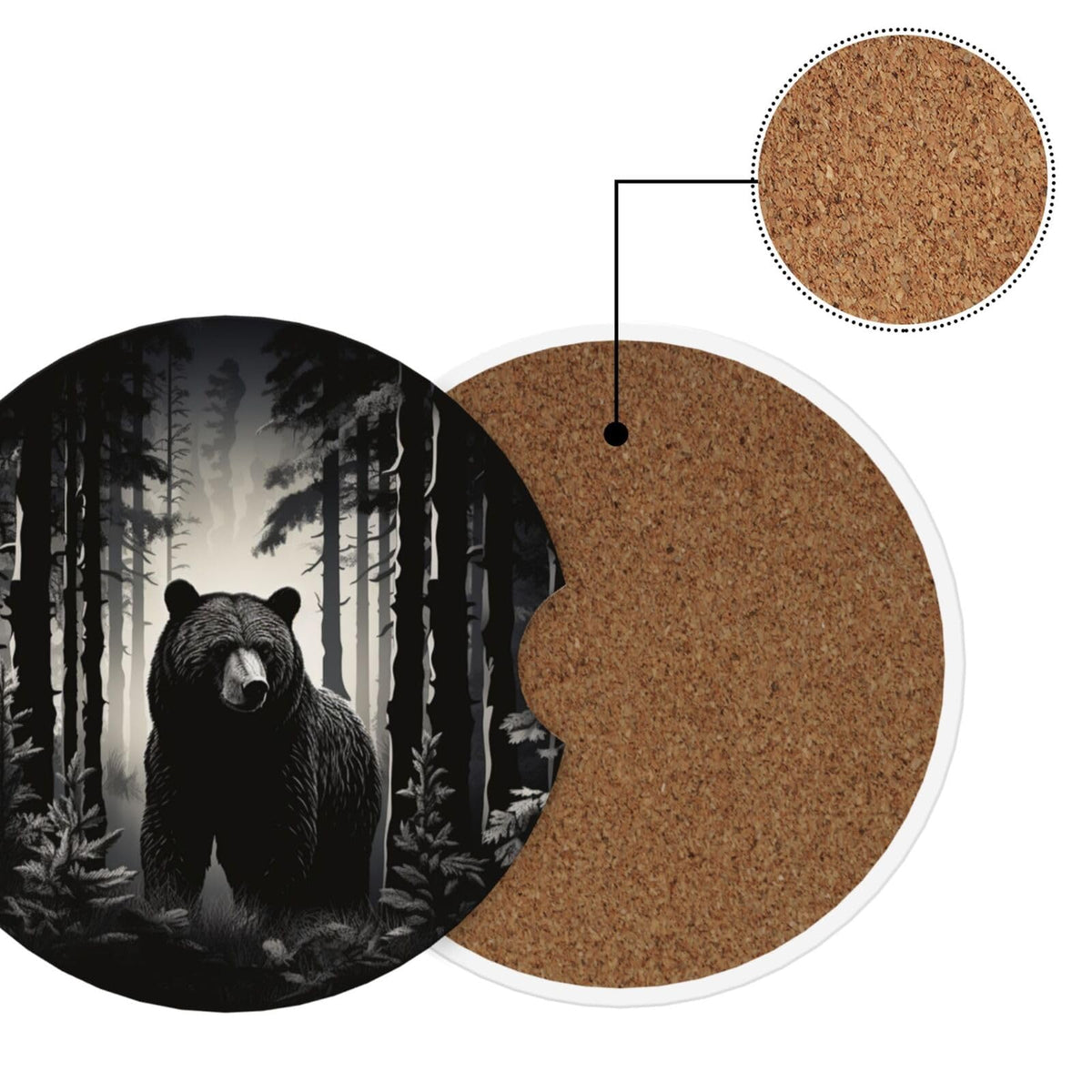 Black Bear Ceramic Car Coasters Set of 2 I659635