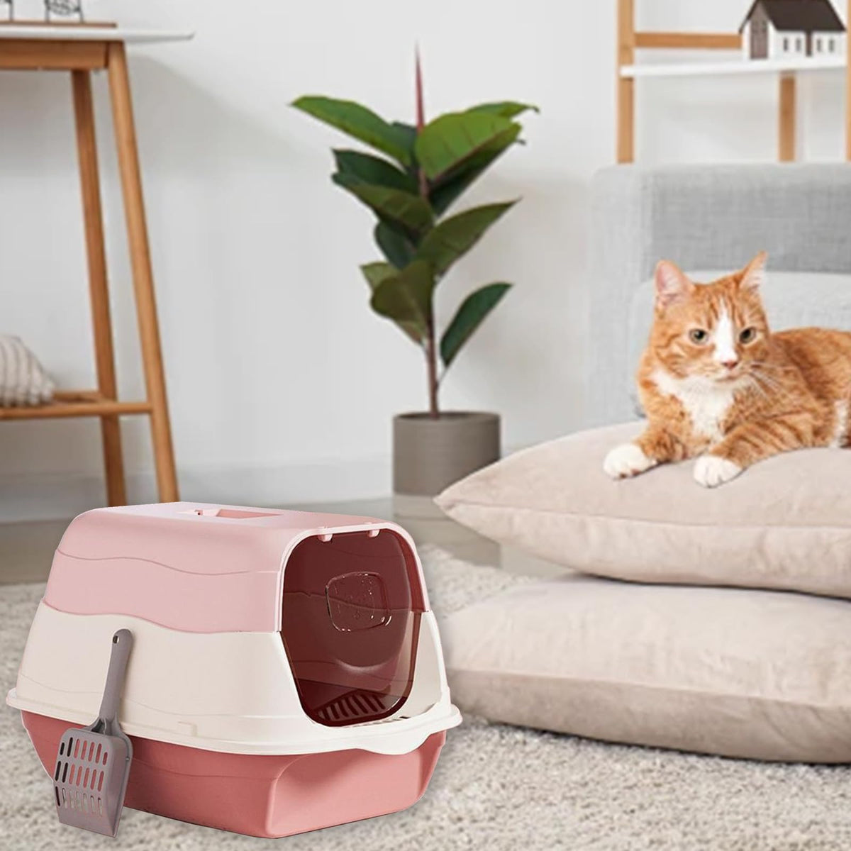 Cat Litter Box with Lid with Litter Scoop R18841