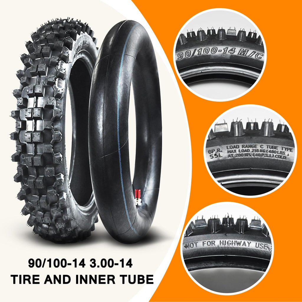 90/100-14 3.00-14 70/100-17 2.75-17 Tire and Inner Tube J74966