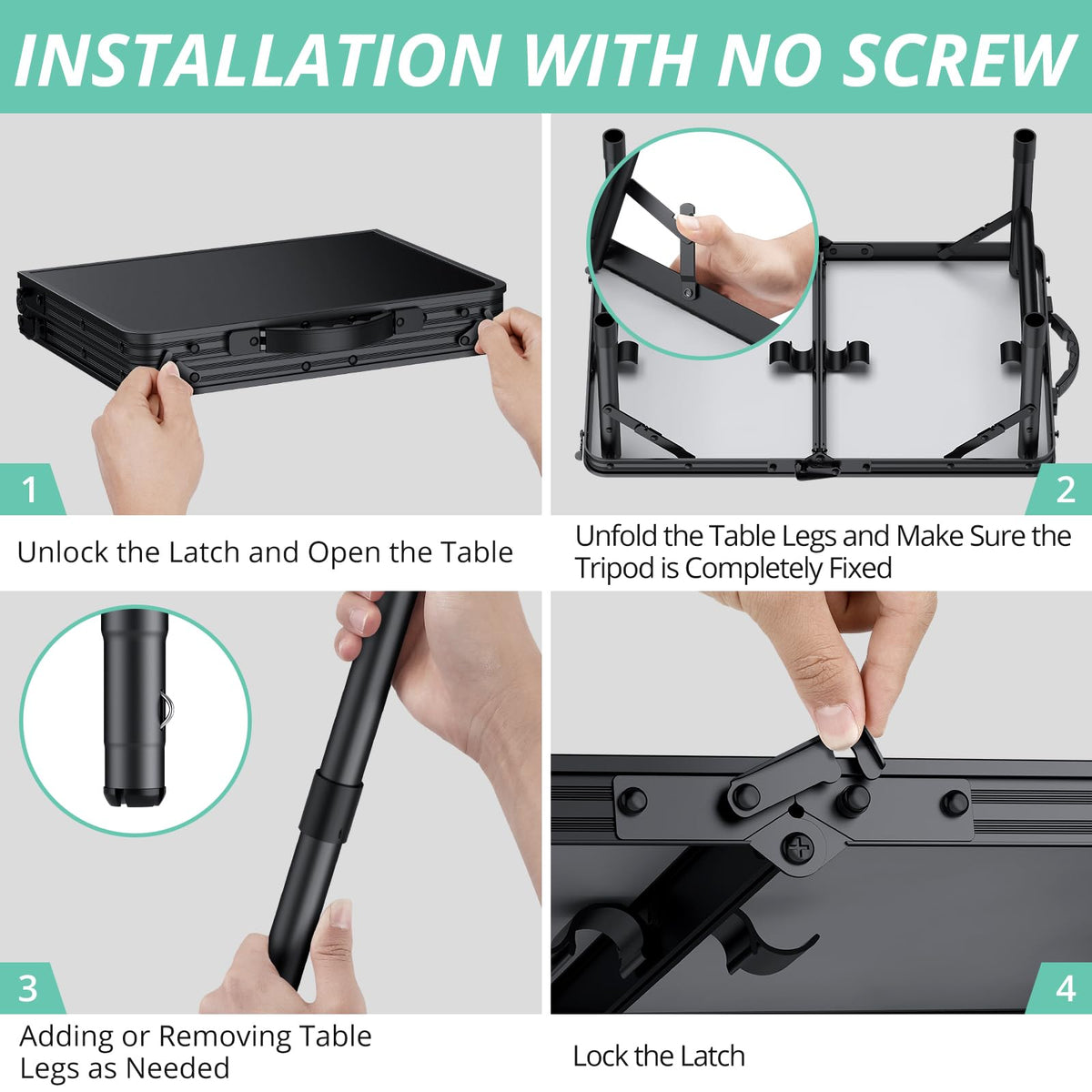 Folding Camping Table with Adjustable Height C348716