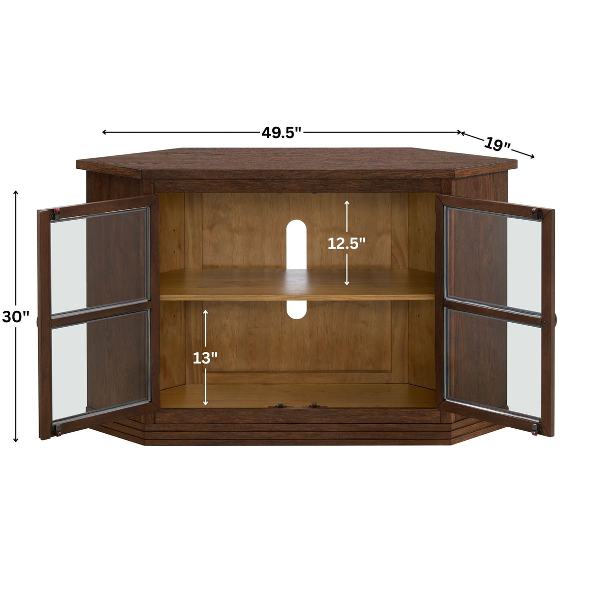 Cocoa Brown Wood and Glass Corner TV Stand N8355