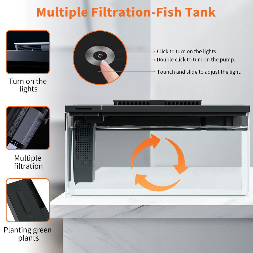 3.7 Gallon Betta Fish Tank Kit with Filter Light Water Pump C607520