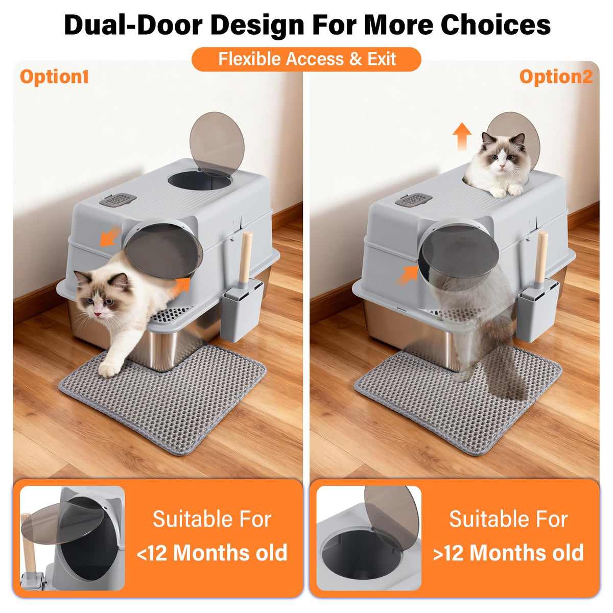 Stainless Steel Extra Large Enclosed Cat Litter Box T432