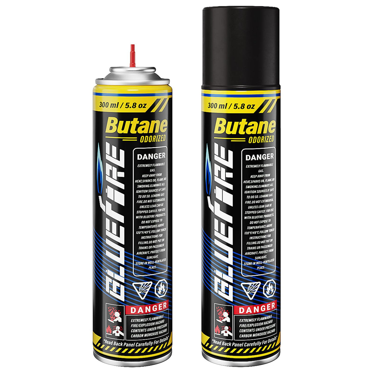 Pack of 2 Butane Fuel Refill 10.56 fl oz Canister with 5 Nozzle Adapters L69192