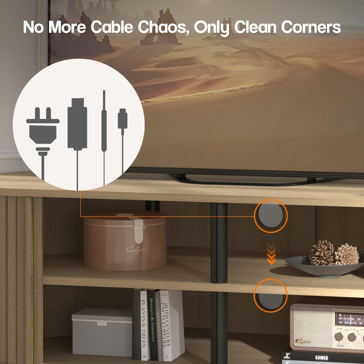 43 Inch Corner TV Stand with Sliding Tambour Door C541