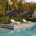 Navy Blue Wood Grain 9FT Square Patio Umbrella U908299