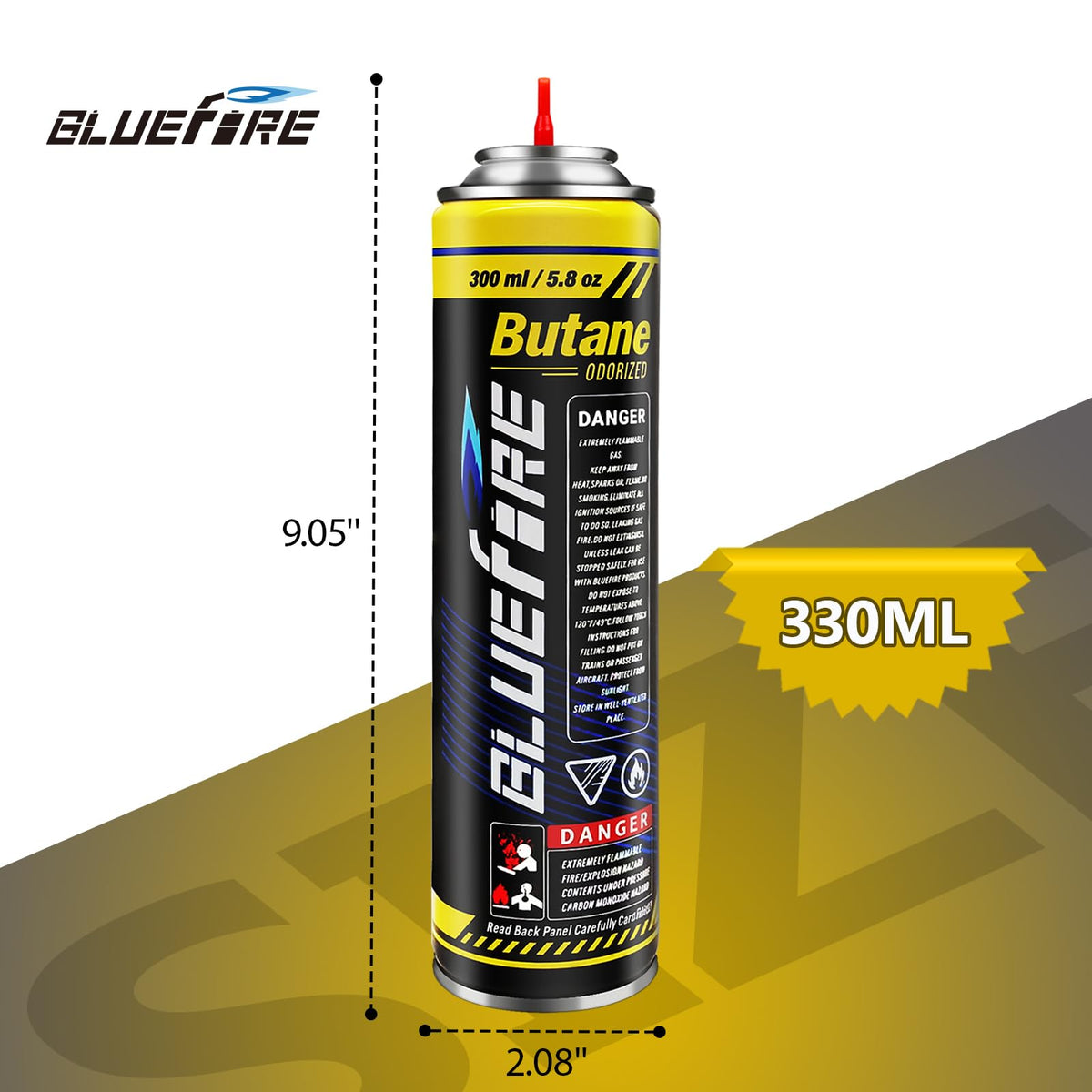 Pack of 2 Butane Fuel Refill 10.56 fl oz Canister with 5 Nozzle Adapters L69192