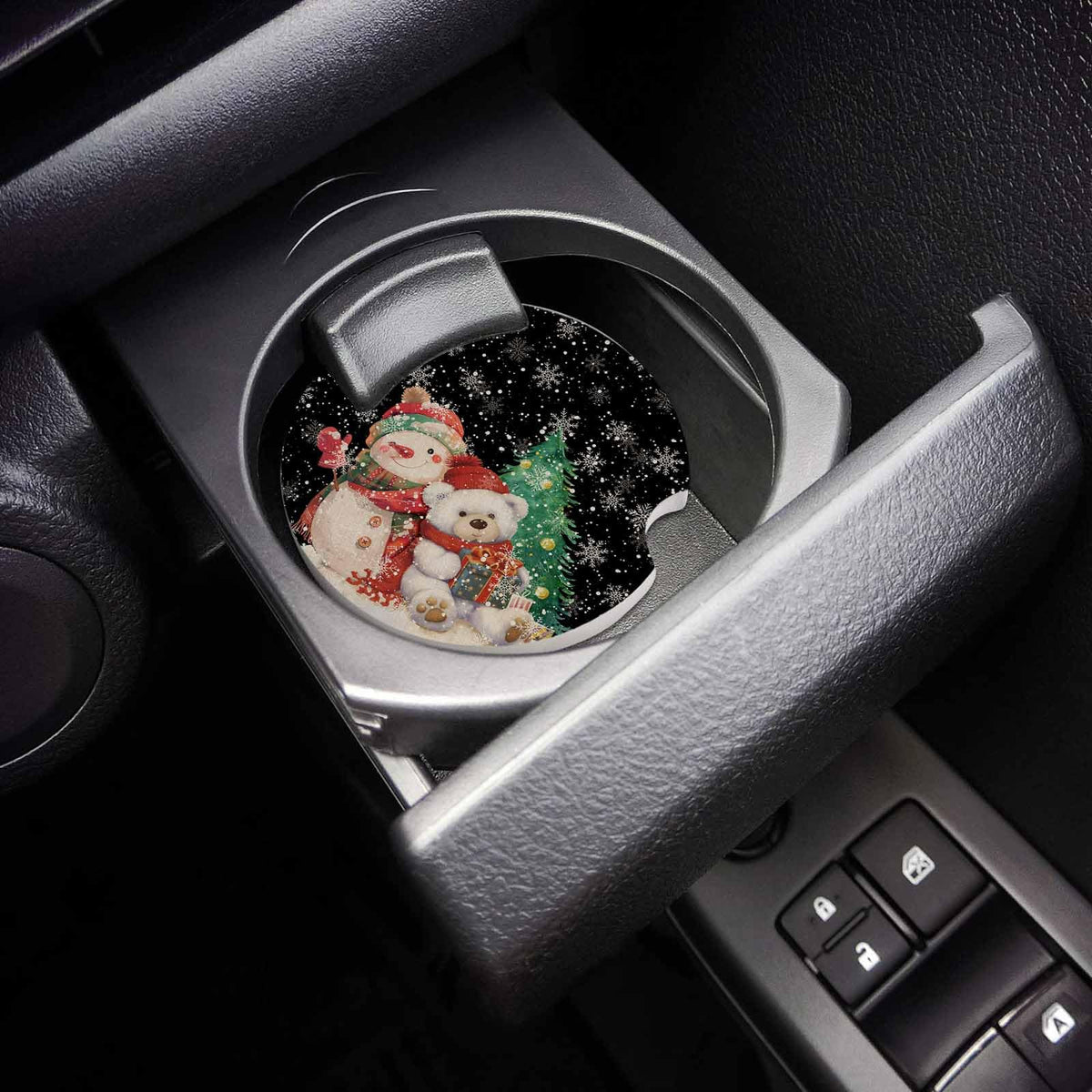 Black Ceramic Car Coasters 2 Piece Set G560