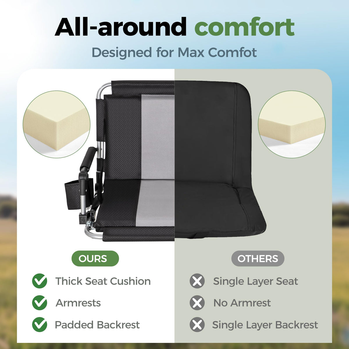 Portable Bleacher Chairs with Cushion I894456
