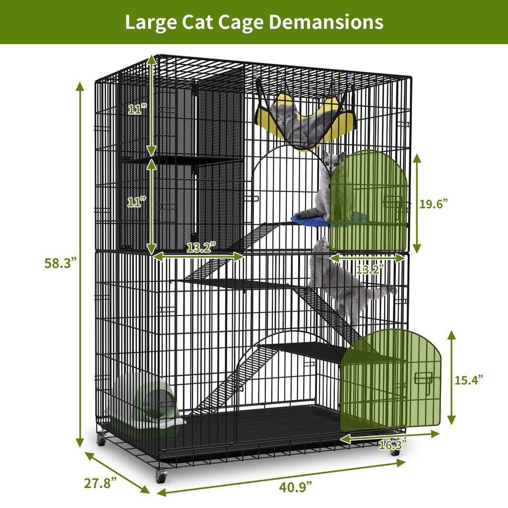 4-Tier Metal Cat Cage with Storage Cube Z45125