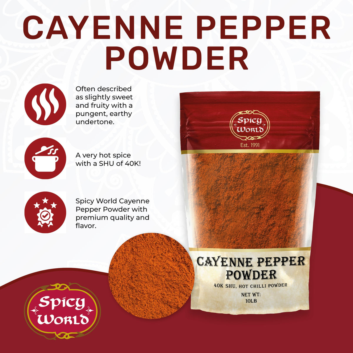 Cayenne Pepper Powder 10 Pound Bulk Bag H1816