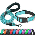 Reflective Padded Dog Collar with Neoprene, Medium, Turquoise T584