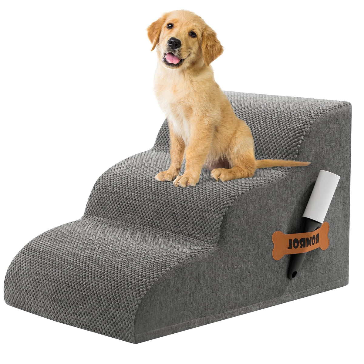 3-Steps Dog Stairs Ramp with Non-Slip Waterproof Fabric Cover U124188