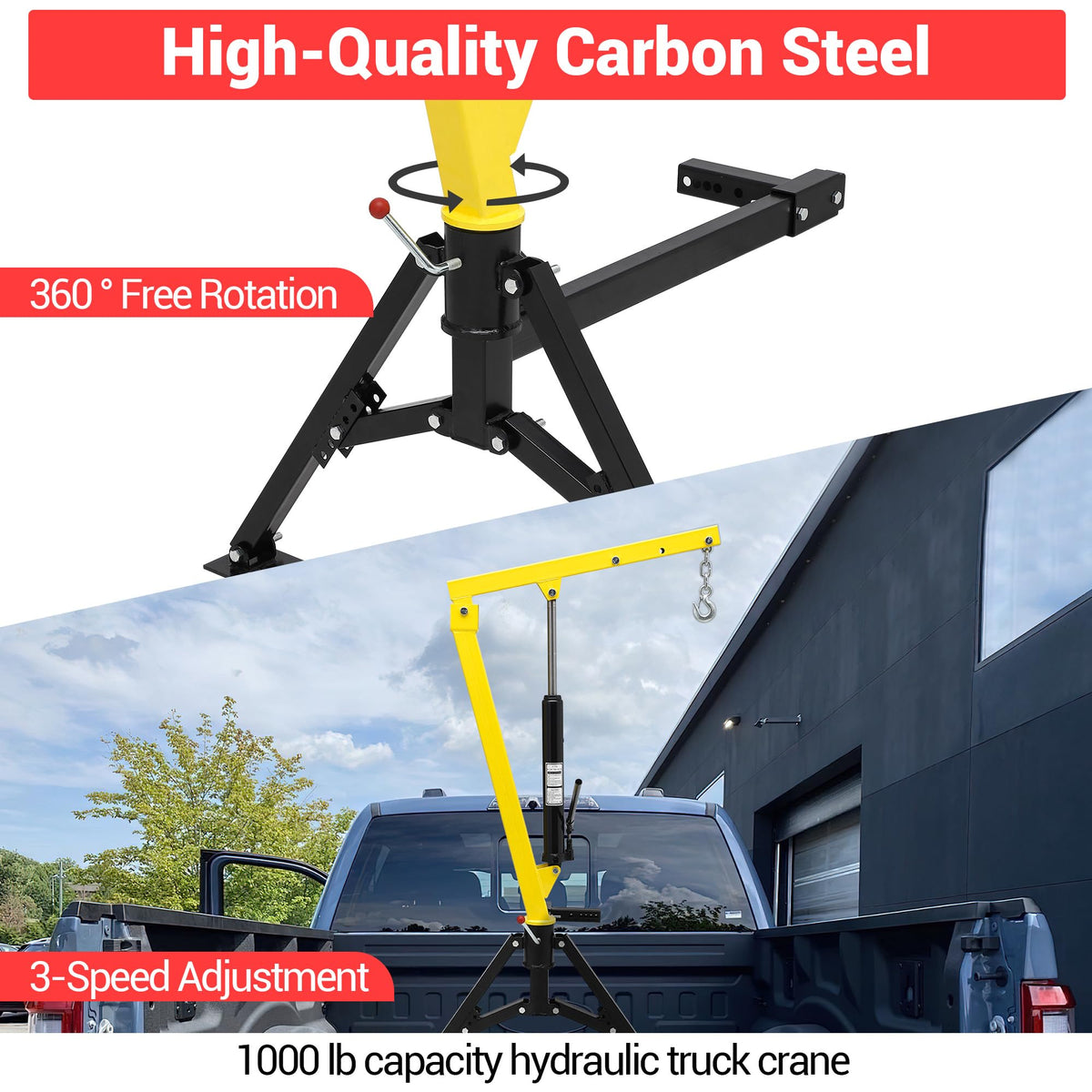 1000 lbs 360° Swivel Hydraulic Pickup Truck Crane U3630