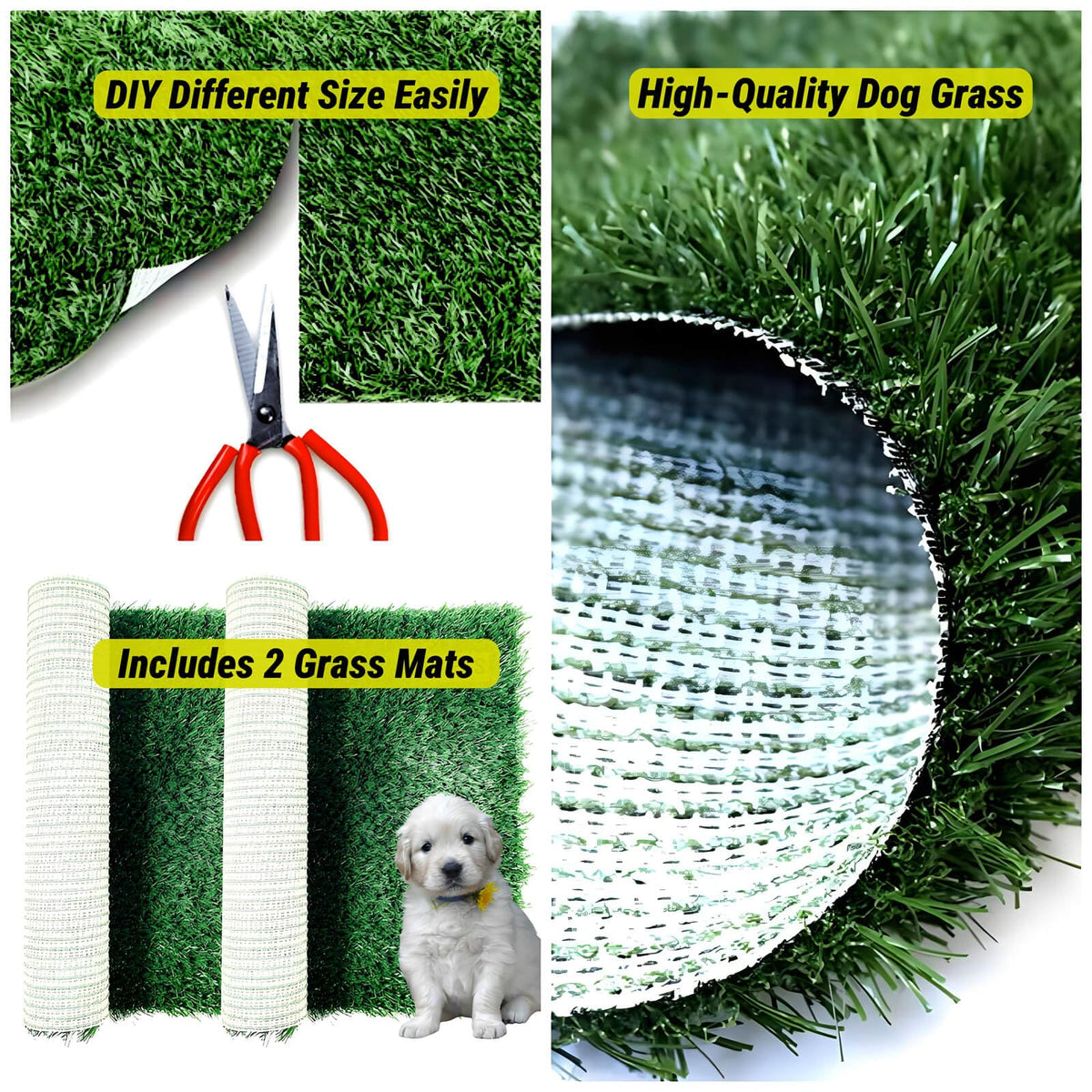 Portable Dog Grass Pad with Tray & 2 Replacement Grass Pads W7232