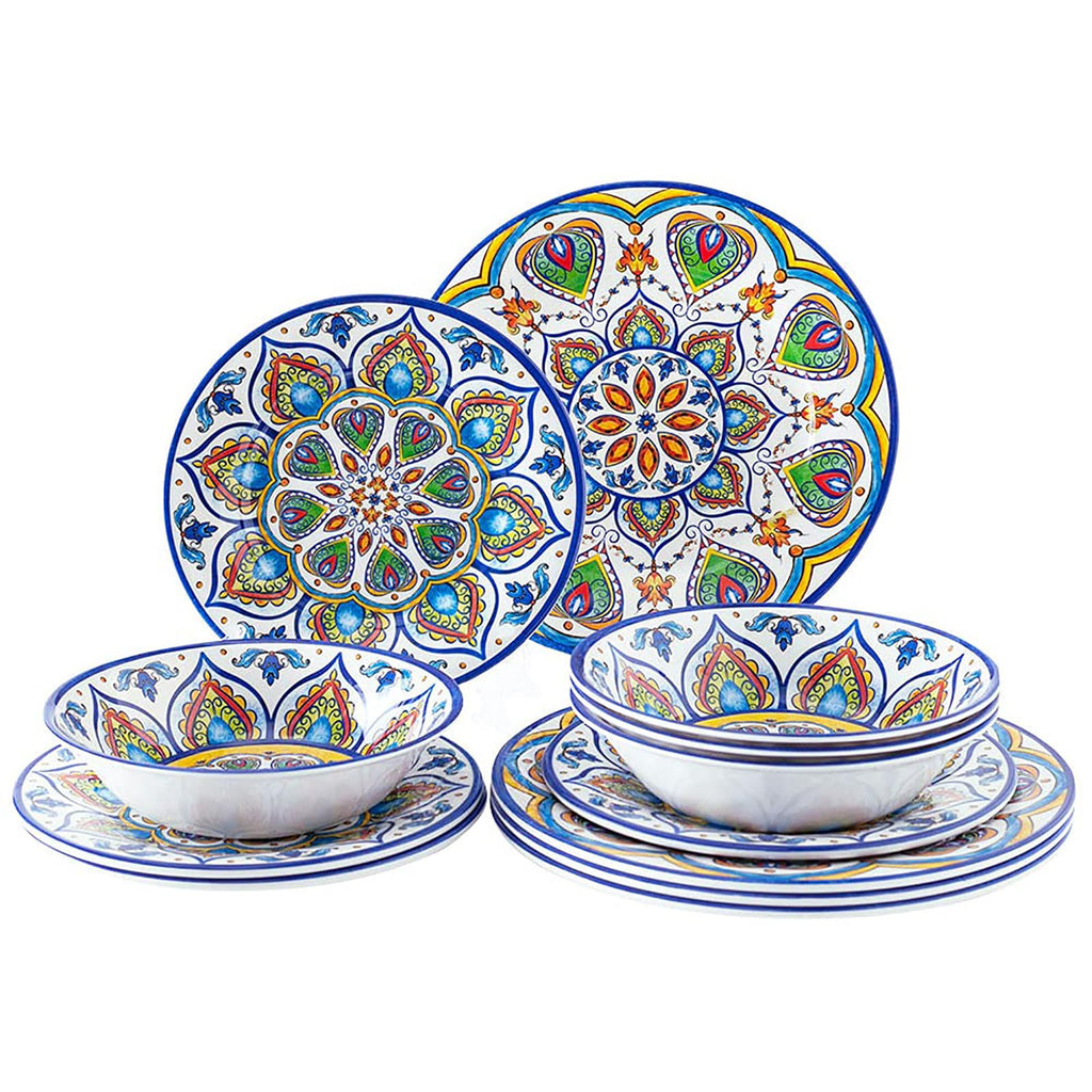 12 Pcs Melamine Dinnerware Set U625397
