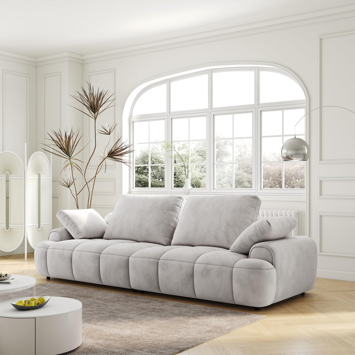 Light Gray Velvet Upholstered Sofa Bed W9659