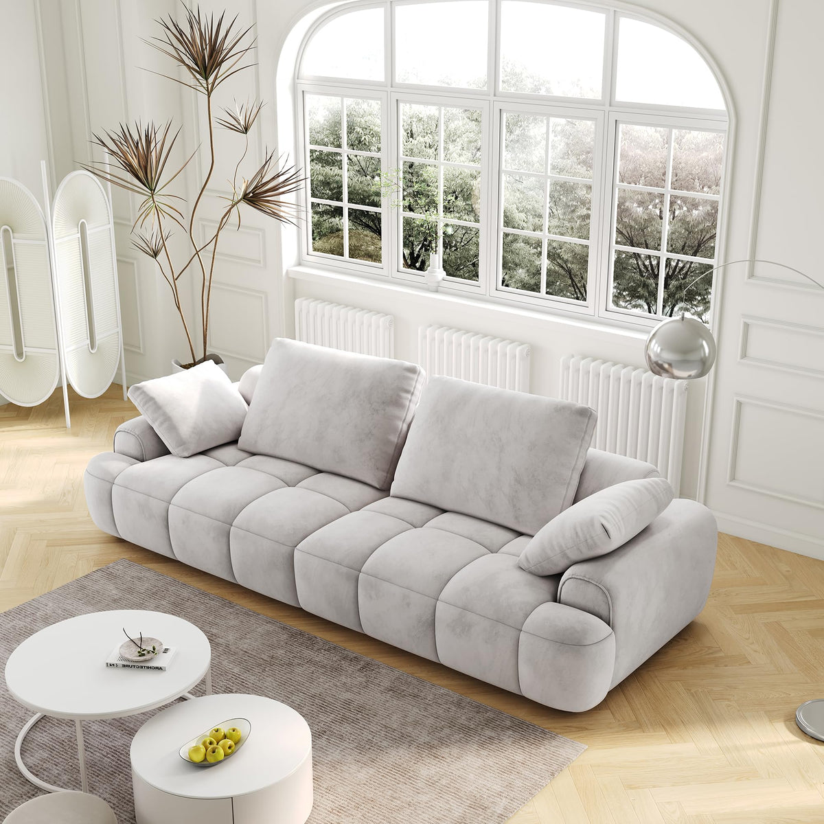 Light Gray Velvet Upholstered Sofa Bed W9659