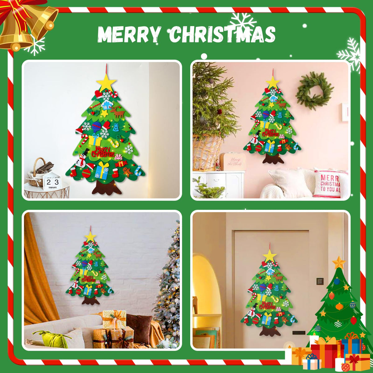 Felt Christmas Tree with 34 Ornaments B275545