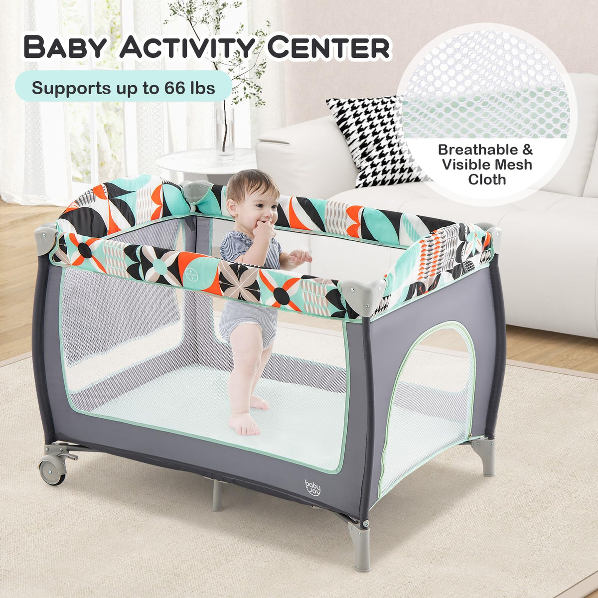 4 in 1 Pack and Play Portable Baby Playard with Bassinet X8195