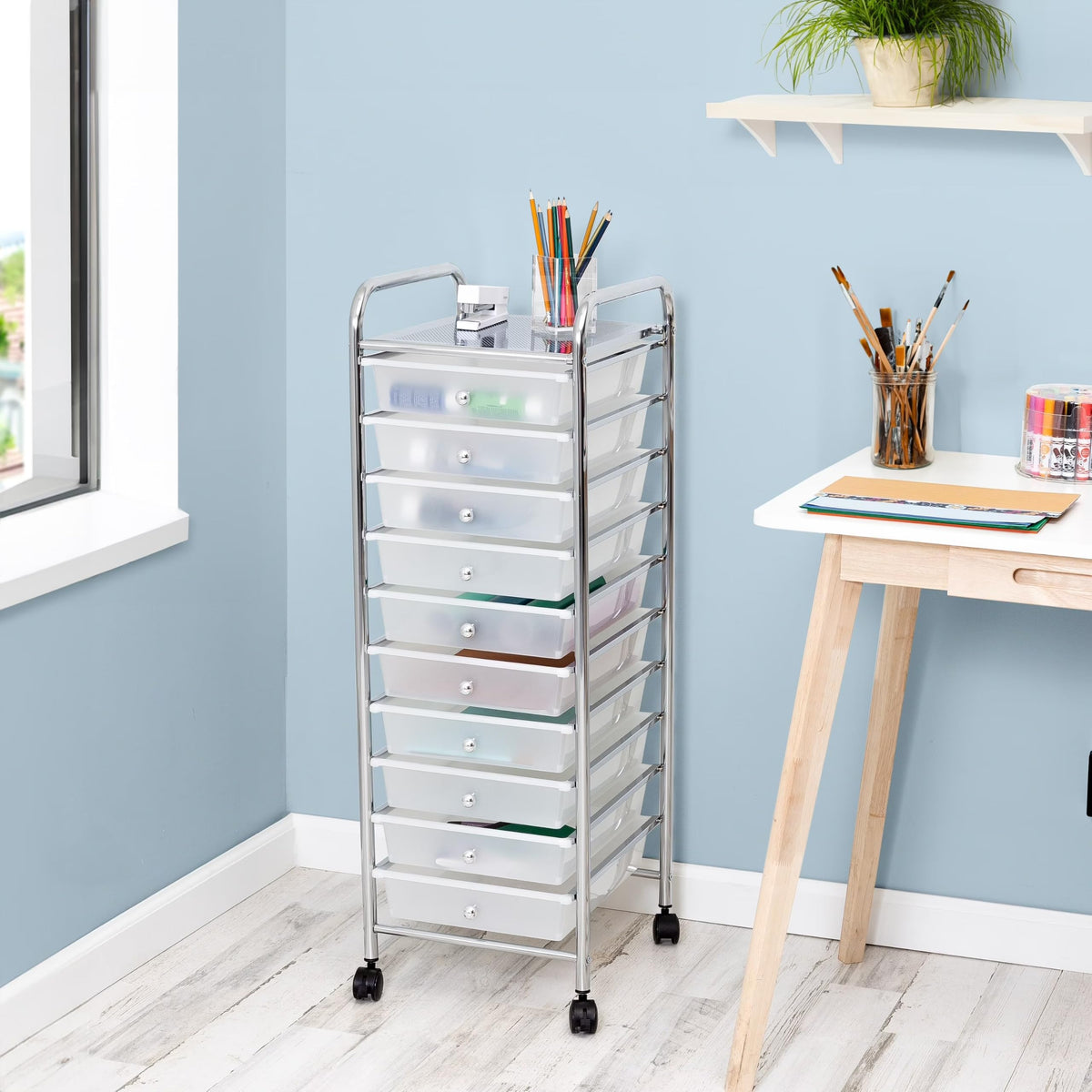 10 Drawer Rolling Storage Cart F9434