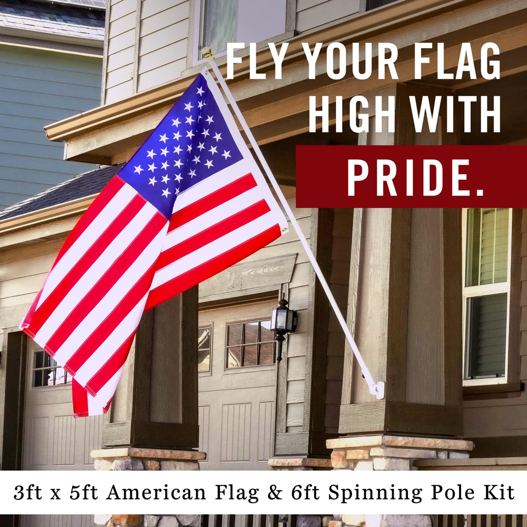3x5' Flag Pole Kit with Flag and Mount H596