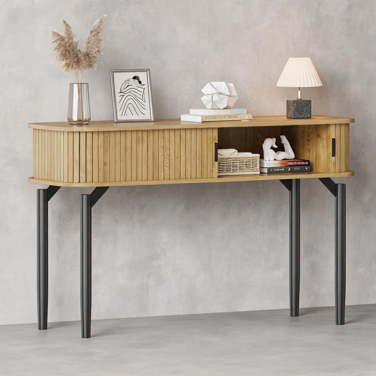 47 in Fluted Console Table with Storage F3190