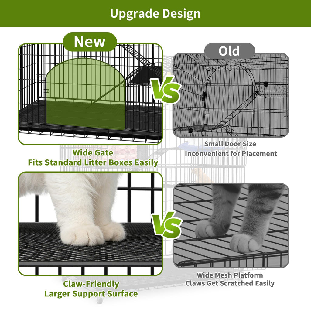 4-Tier Metal Cat Cage with Storage Cube Z45125