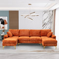114" U-Shaped Velvet Sectional Couch with Ottoman L198
