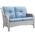 Light Gray Wicker Rattan Outdoor Loveseat Bench Y52296