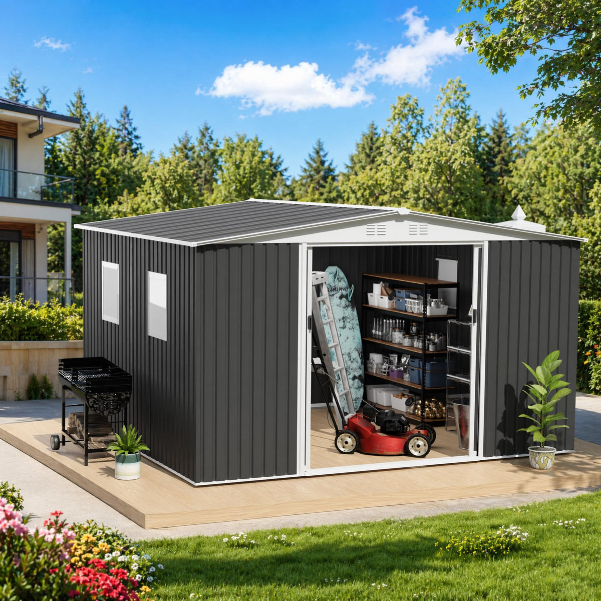 12x10 ft Metal Garden Shed Z613849