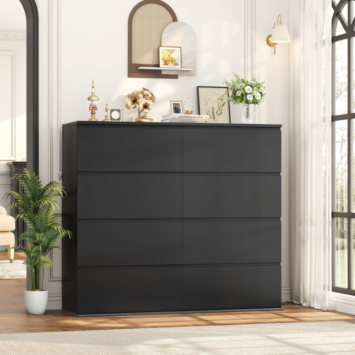 Black 8 Drawer Dresser H215