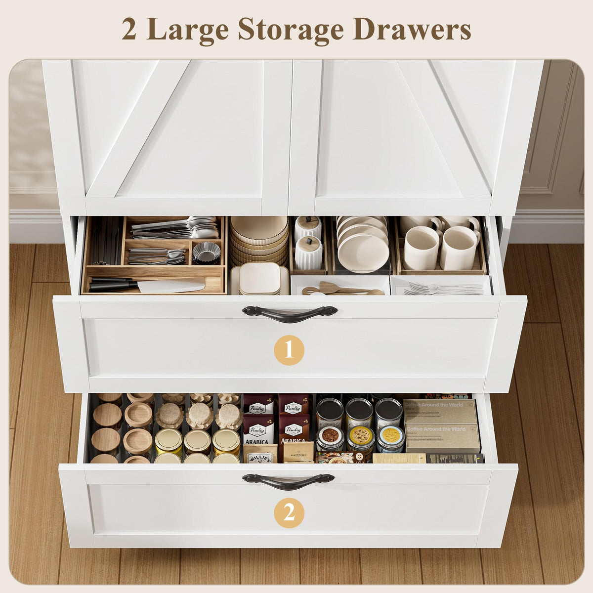 70" White Kitchen Pantry Storage Cabinet H743504