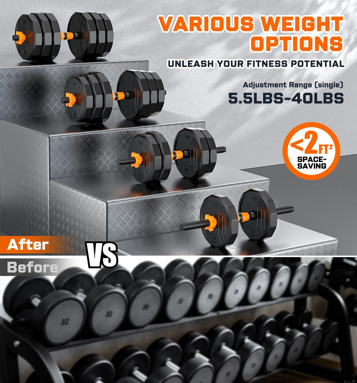 Adjustable Dumbbell Set with Connector X6585