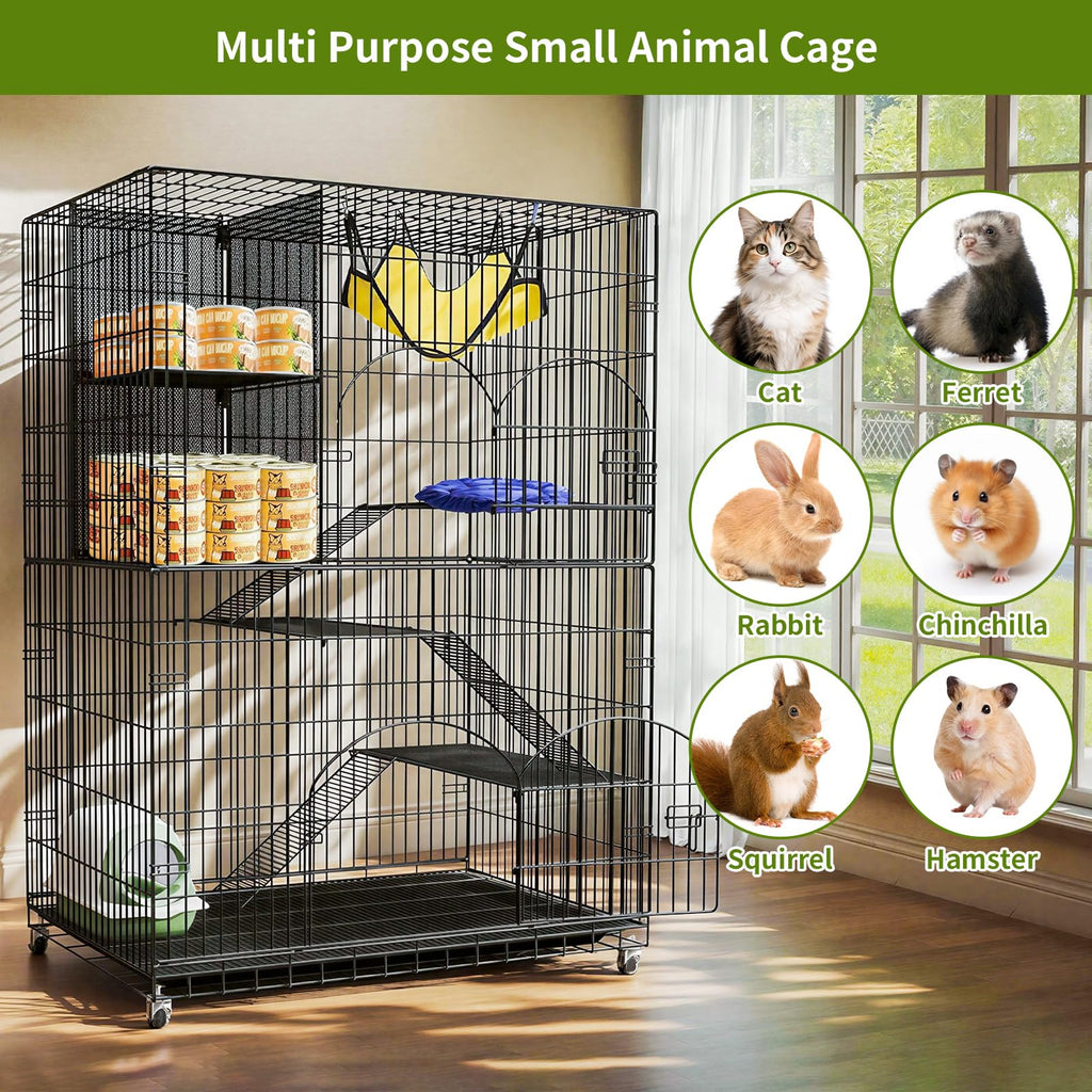 4-Tier Metal Cat Cage with Storage Cube Z45125