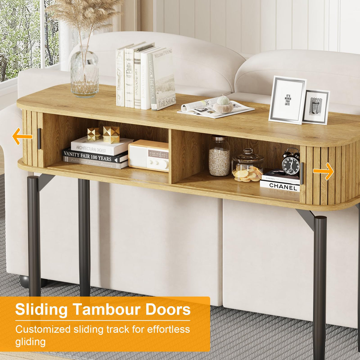 47 in Fluted Console Table with Storage F3190