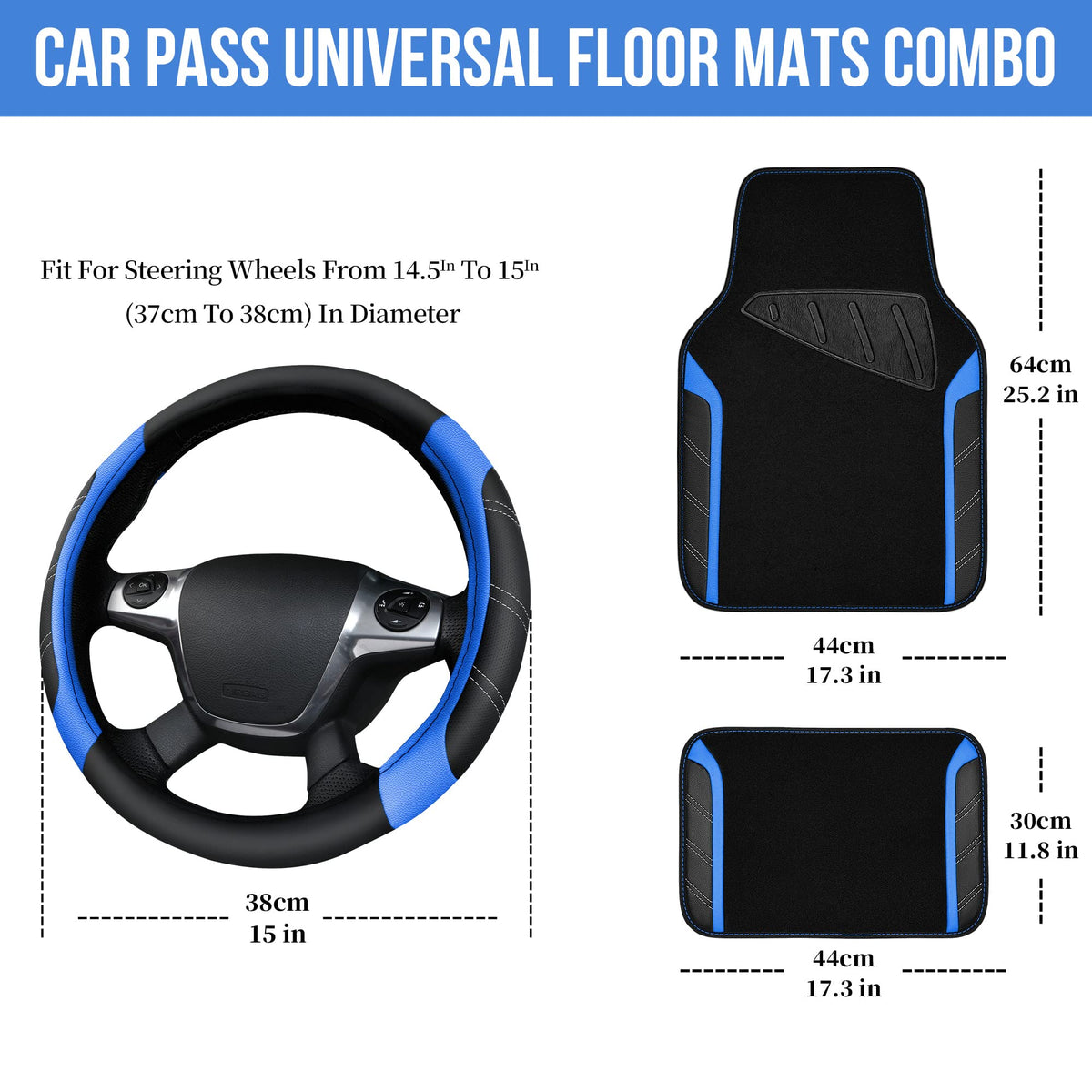 Air Mesh Leather Car Seat Covers Full Set, Waterproof Car Floor Mats, Steering Wheel Cover V7188