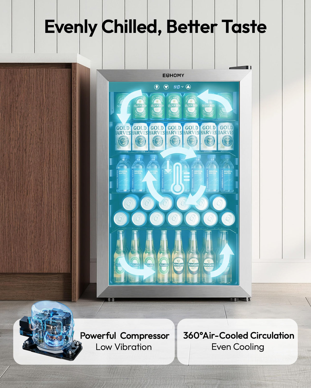 145 Can 4.5 Cu.ft Mini Fridge with Glass Door G876018