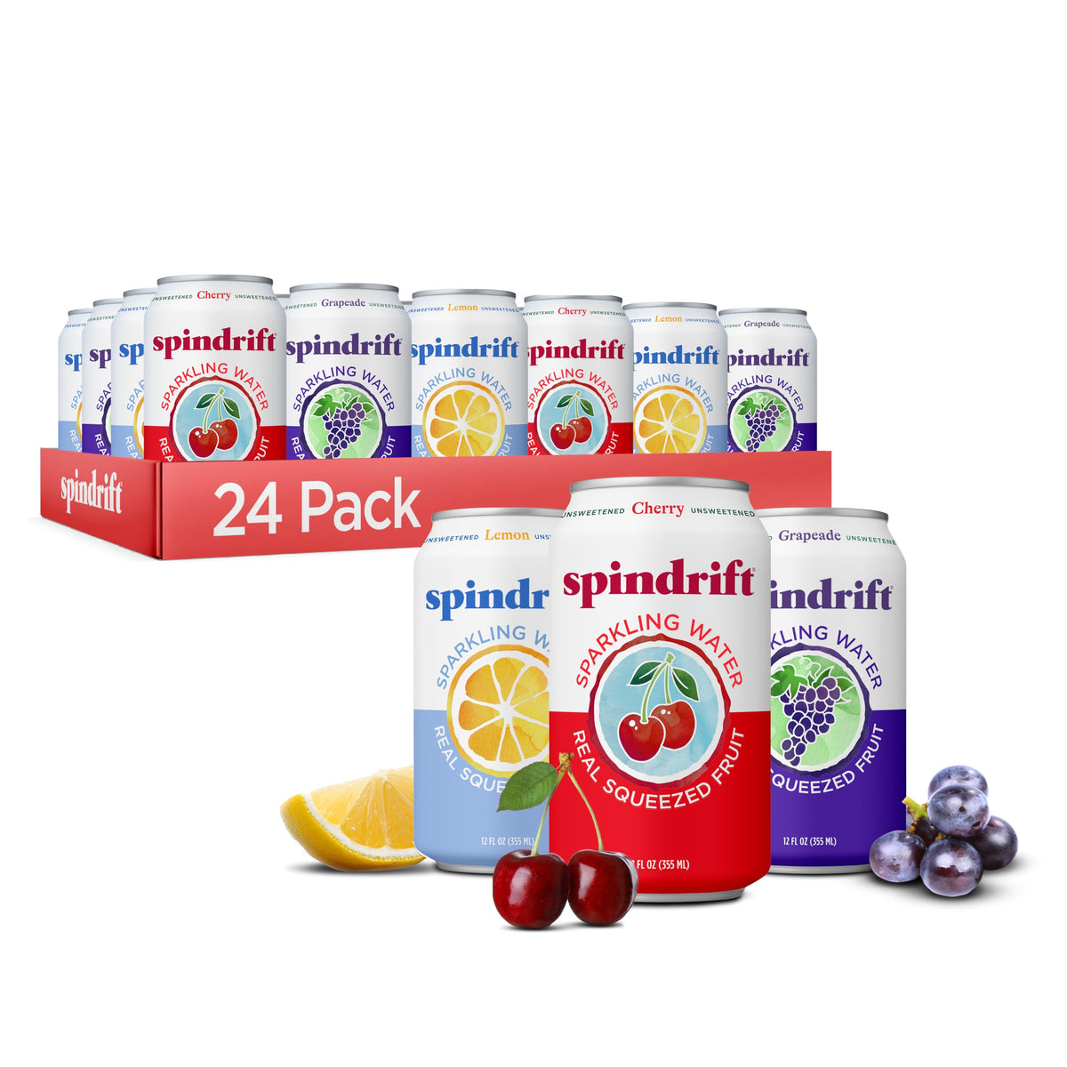 Sparkling Water Variety Pack 12 Fl Oz Cans Pack of 24 X5808