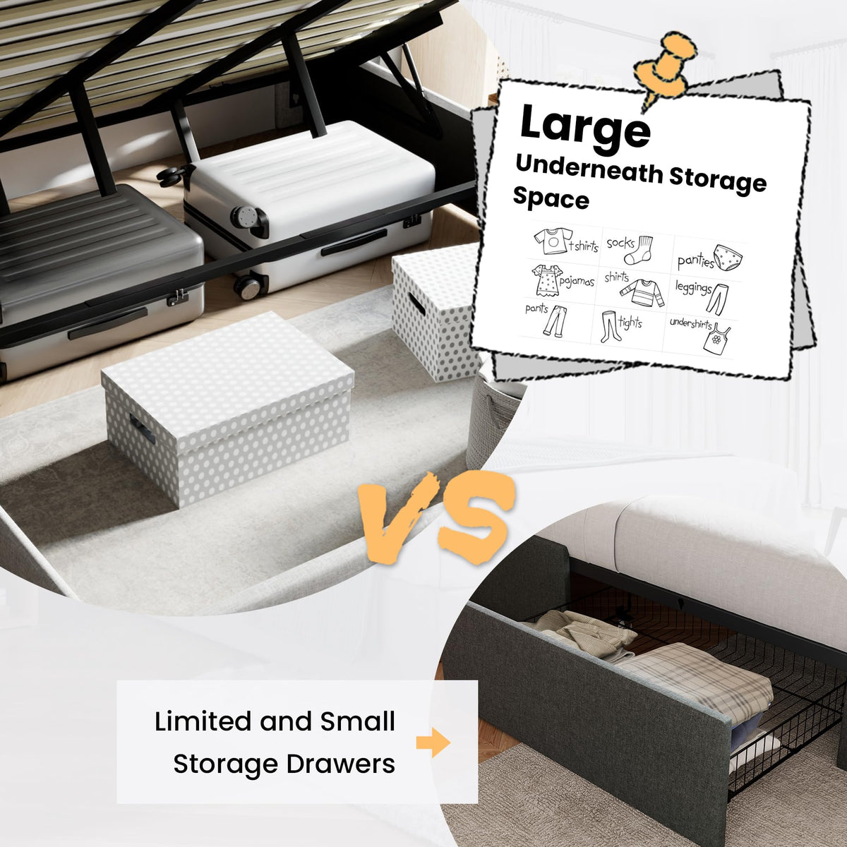 Queen Size Lift Up Hydraulic Storage Bed Frame Light Beige G697