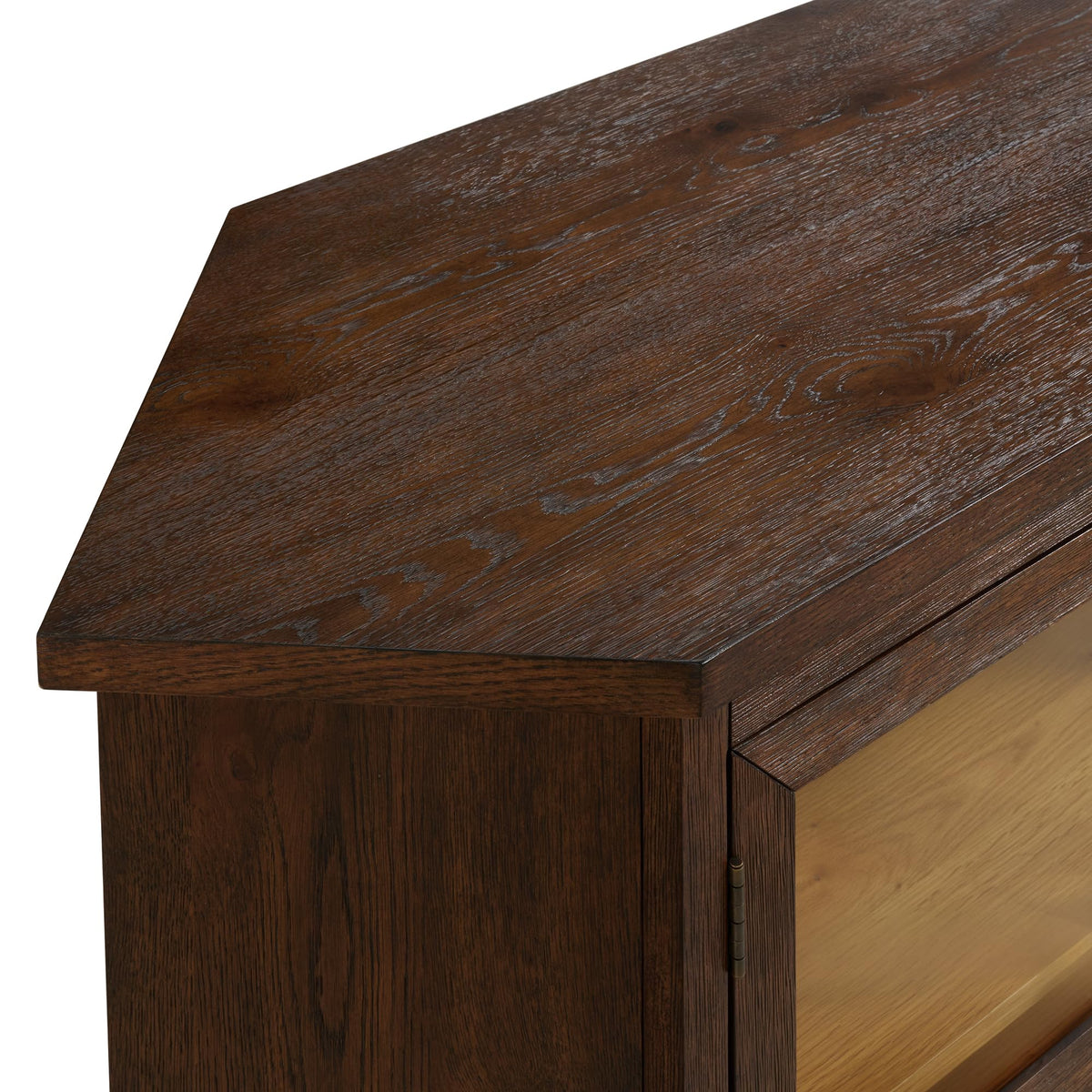 Cocoa Brown Wood and Glass Corner TV Stand N8355