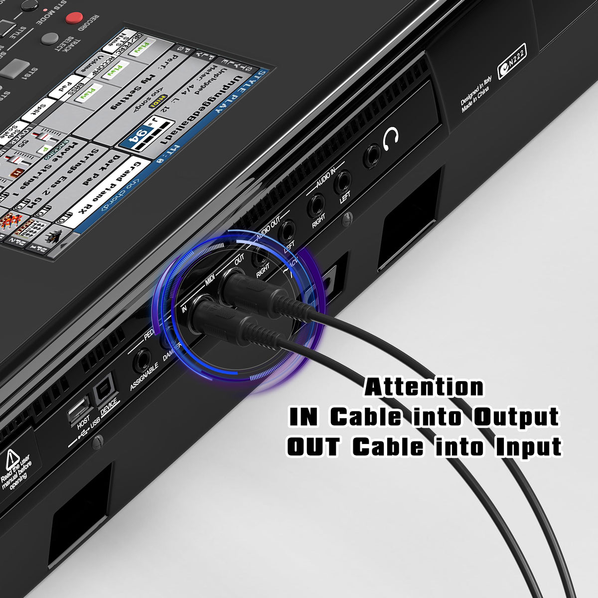 MIDI to USB Interface Cable with Input Output Black Orange 6.5Ft F5678