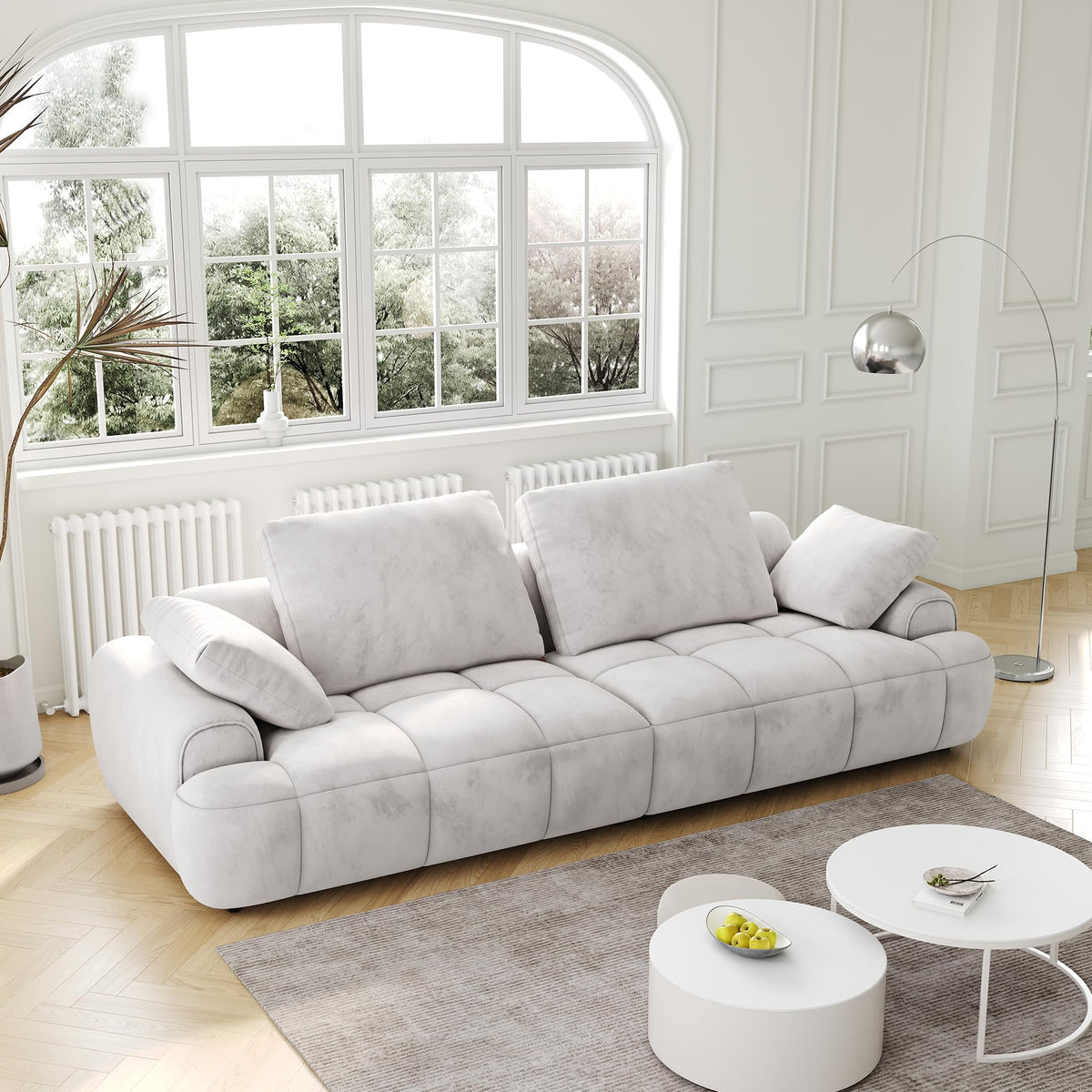 Light Gray Velvet Upholstered Sofa Bed W9659
