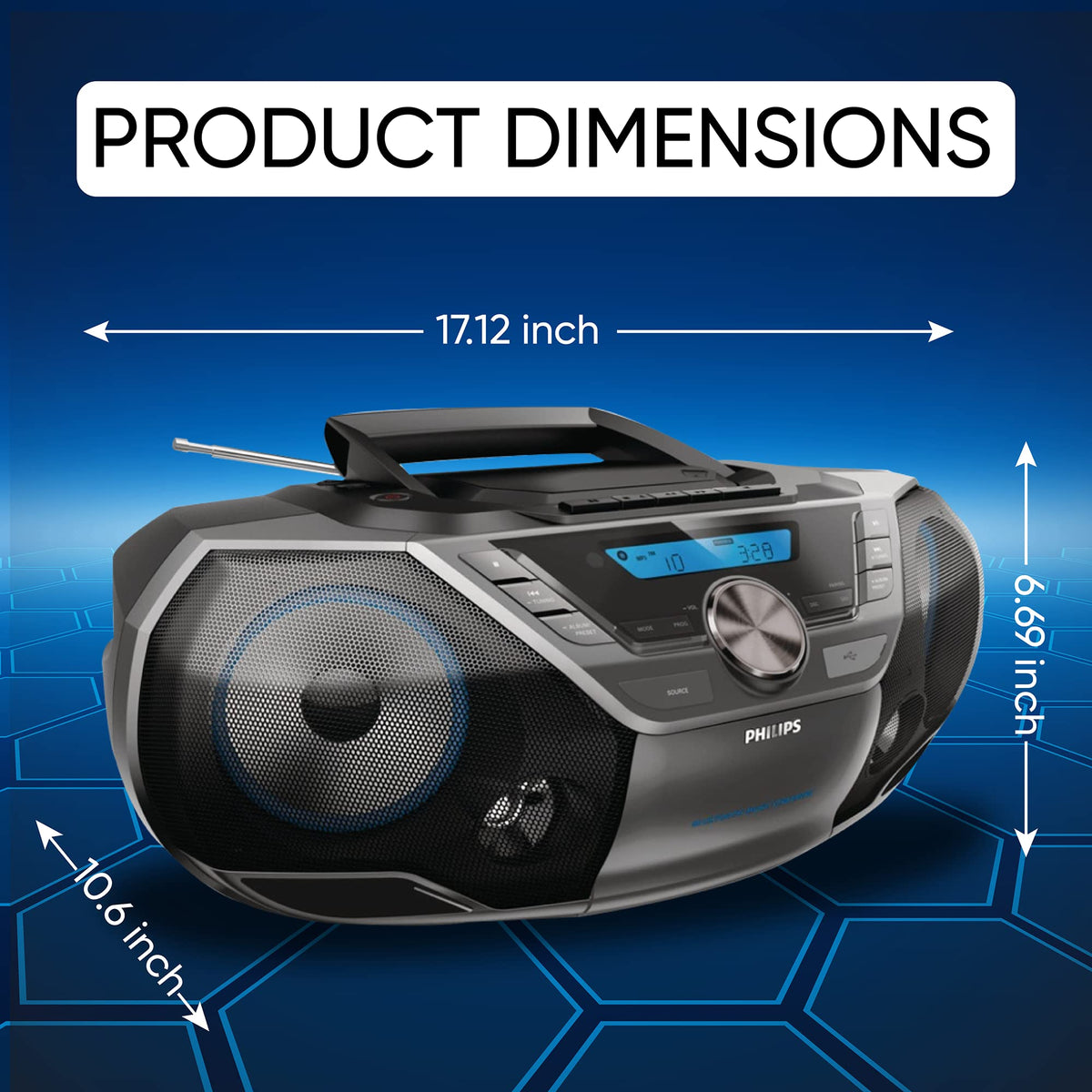 Portable CD Player Boombox with Cassette Player Bluetooth Stereo T89279