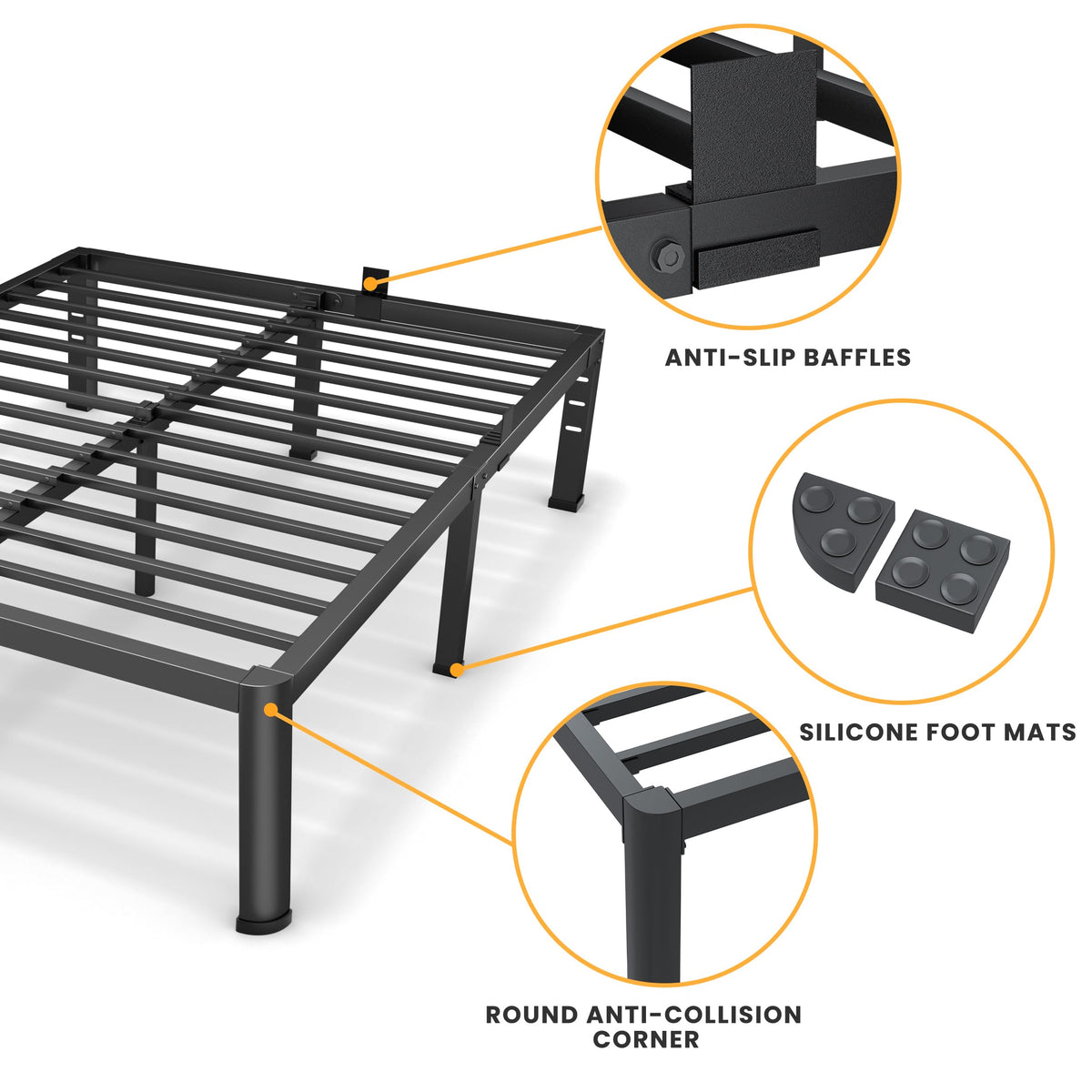 18 Inch Queen Size Metal Platform Bed Frame N339736