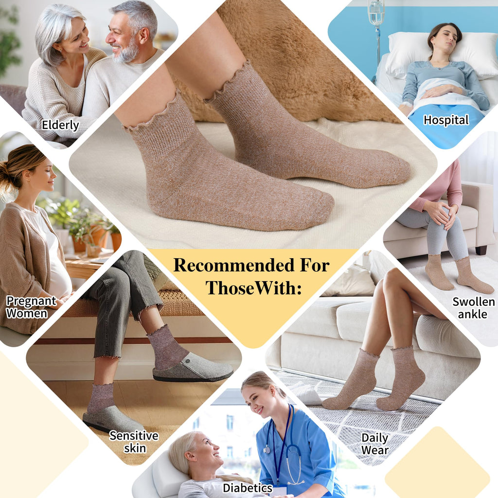 6 Pairs Non Binding Wide Seamless Diabetic Ankle Socks H79321