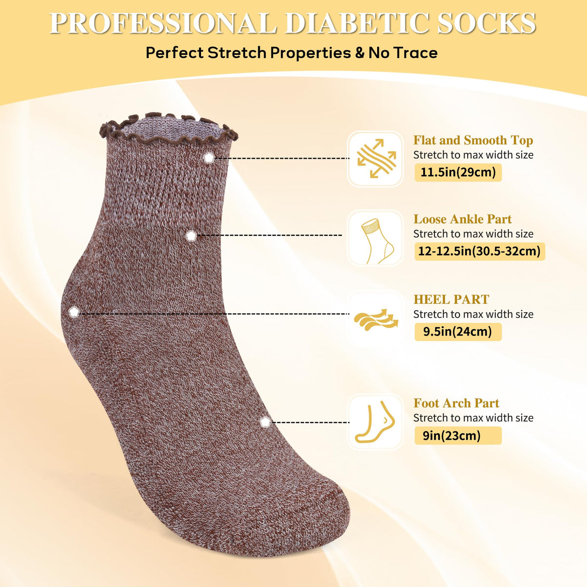 6 Pairs Non Binding Wide Seamless Diabetic Ankle Socks H79321