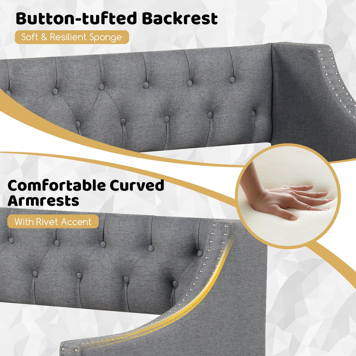 Grey Upholstered Twin Daybed with Trundle C22713